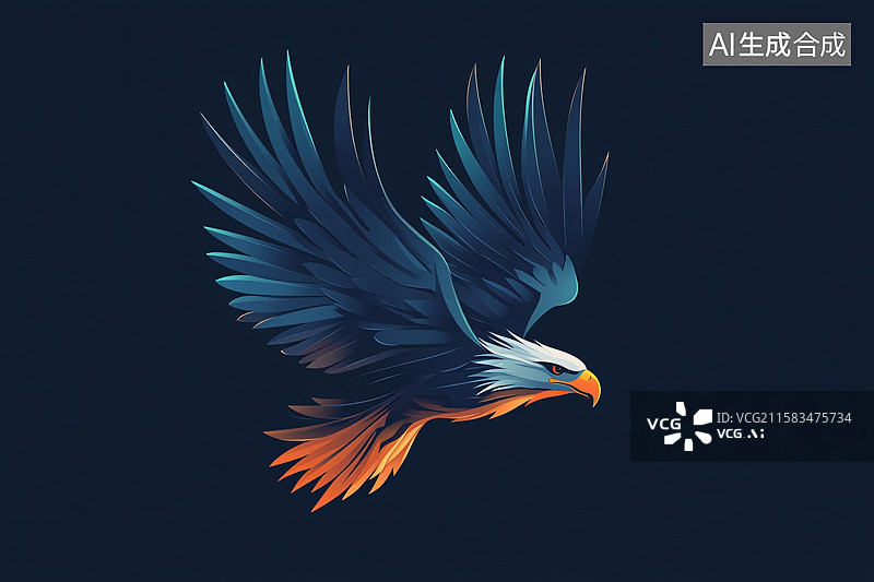 【AI数字艺术】展翅翱翔的雄鹰插画图片素材