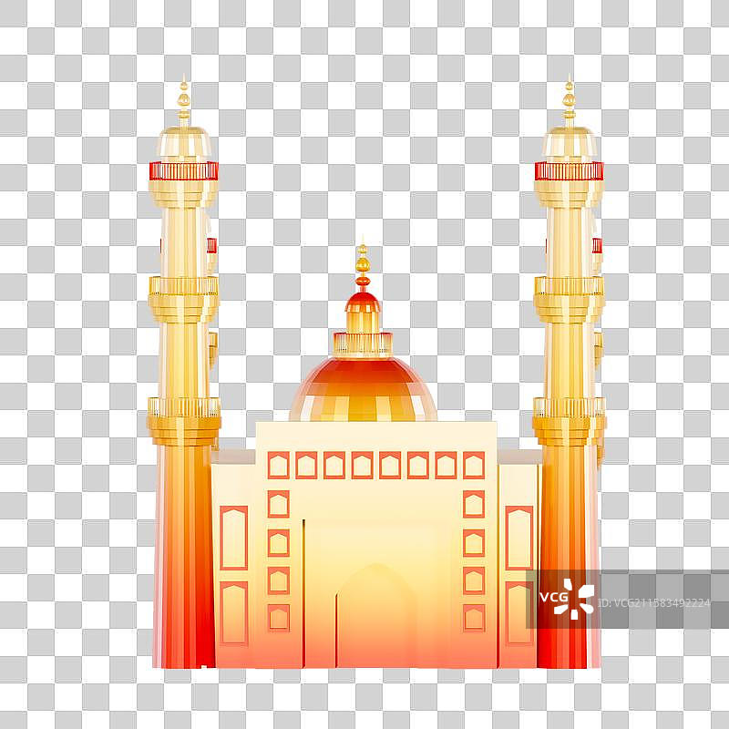 3D立体新疆国际大巴扎新疆城市地标建筑元素图片素材