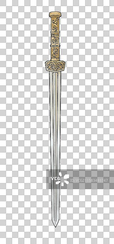 秦汉刀剑元素插画图片素材