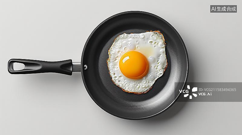 【AI数字艺术】煎蛋的诱惑 阳光早餐的开始  平底锅煎蛋图片素材
