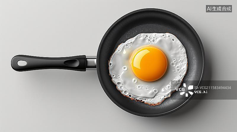 【AI数字艺术】煎蛋的诱惑 阳光早餐的开始  平底锅煎蛋图片素材