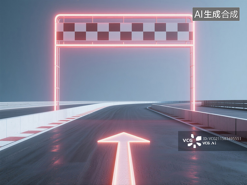 【AI数字艺术】3D渲染的卡通赛车赛道起点图片素材