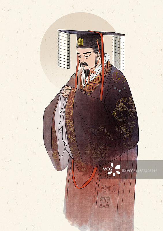 刘备三国人物古代帝王名人像水墨插画图片素材