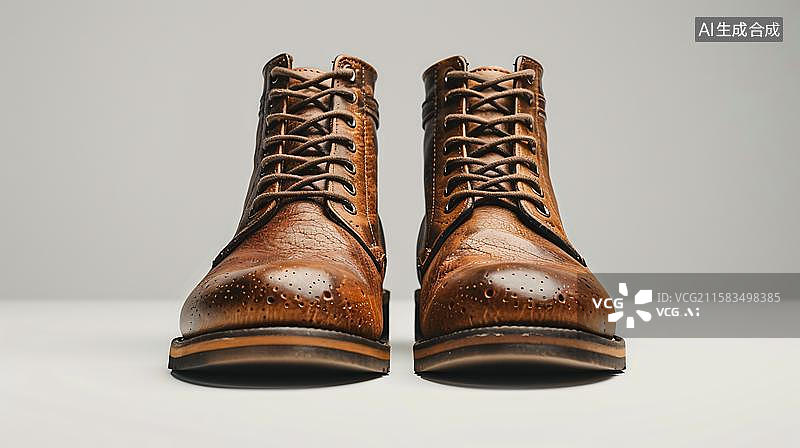 【AI数字艺术】复古风尚的男士短靴 都市休闲的棕色皮靴图片素材