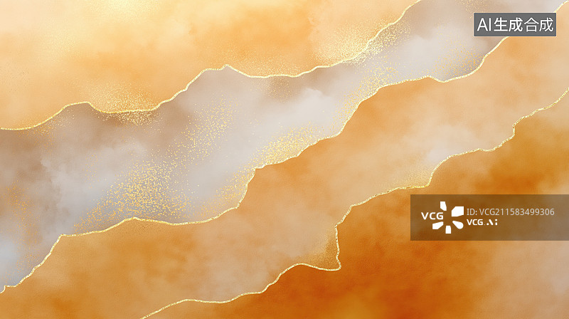 【AI数字艺术】金色线条与柔和色调的抽象背景图片素材