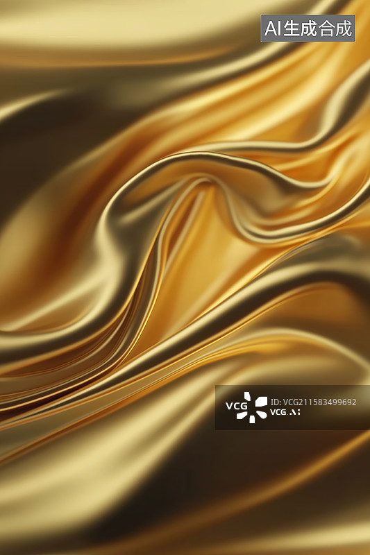 【AI数字艺术】金色丝绸的流动质感图片素材