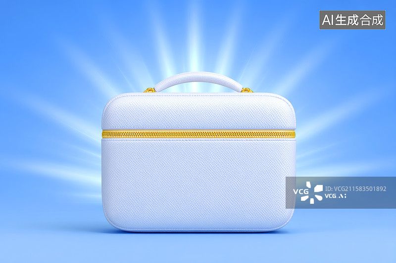 【AI数字艺术】白色拉链手提箱图片素材