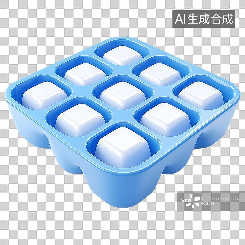 【AI数字艺术】3D风格厨房用品主题之冰块格子模具元素图片素材