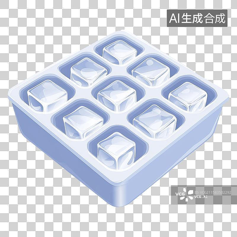 【AI数字艺术】3D风格厨房用品主题之冰块格子模具元素图片素材