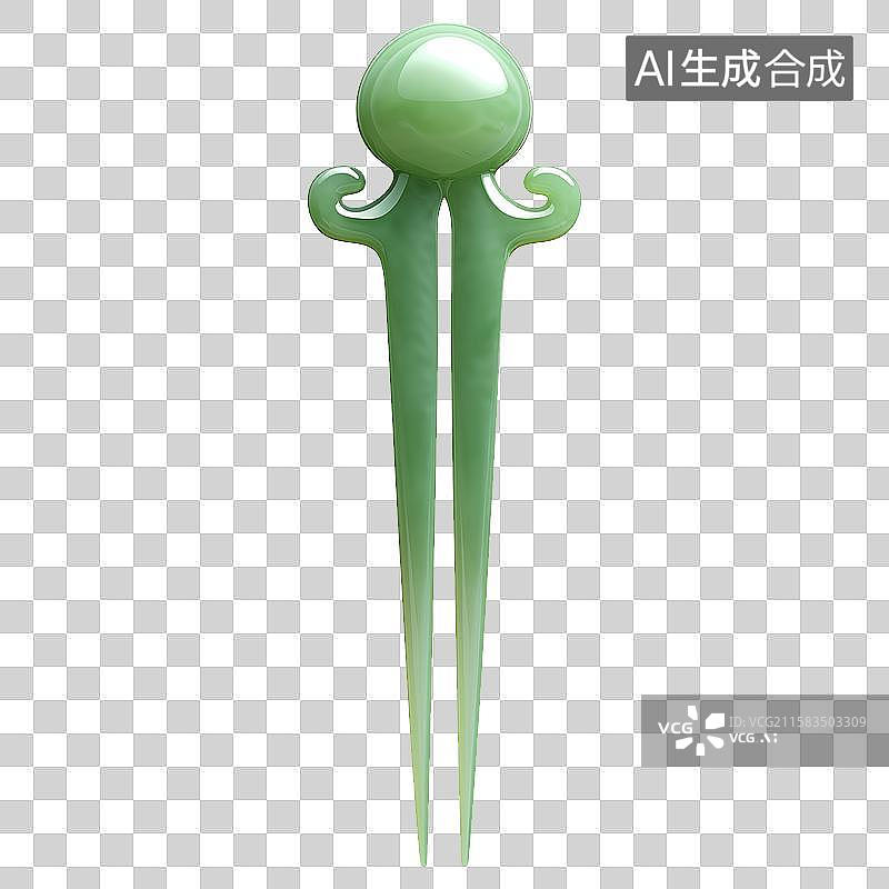 【AI数字艺术】3D风格青玉发簪元素图片素材