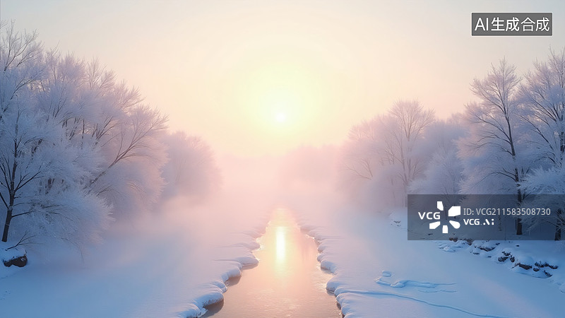 【AI数字艺术】雾凇仙境图片素材