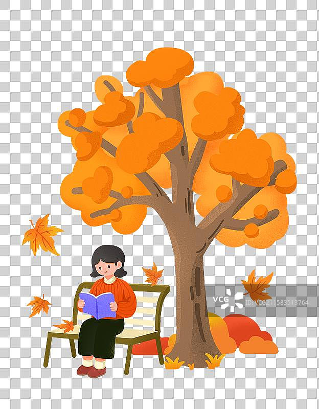 树下看书的女孩图片素材