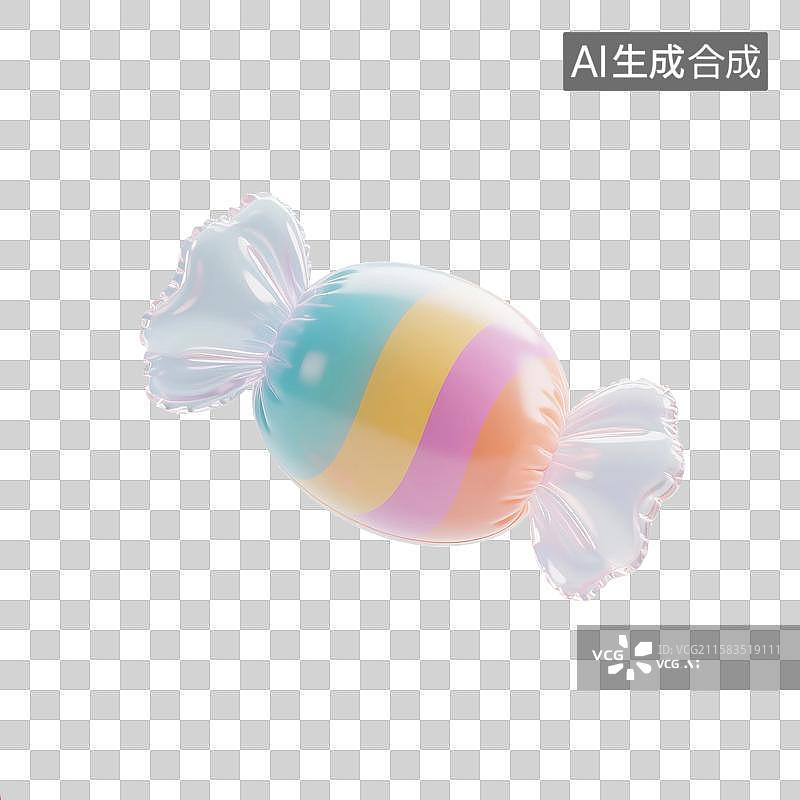 【AI数字艺术】3D渲染，膨胀充气风格，糖果，喜糖，甜食，零食，免抠元素图片素材