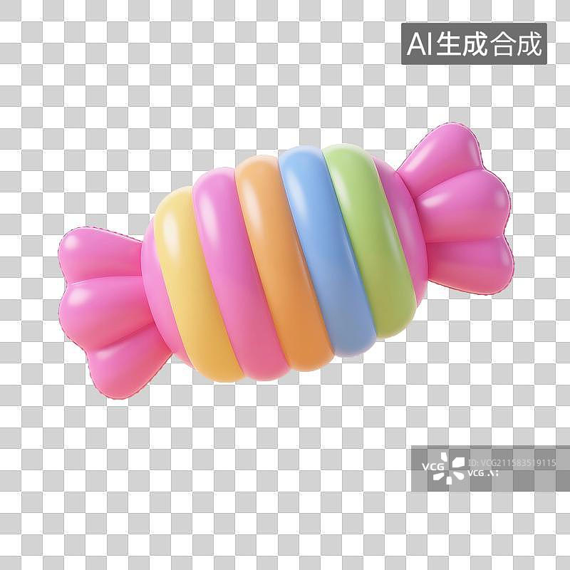 【AI数字艺术】3D渲染，膨胀充气风格，糖果，喜糖，甜食，零食，免抠元素图片素材