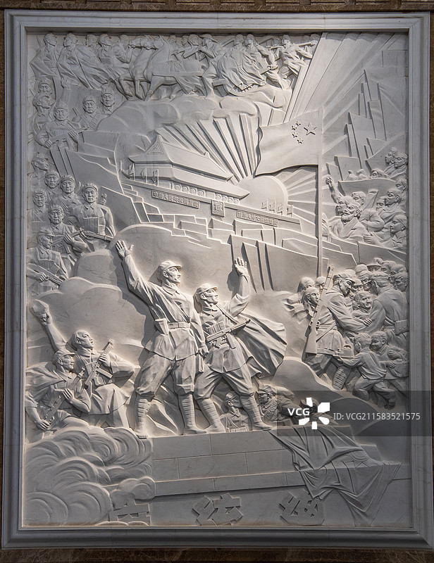 中国军事博物馆胜利渡长江解放全中国浮雕图片素材