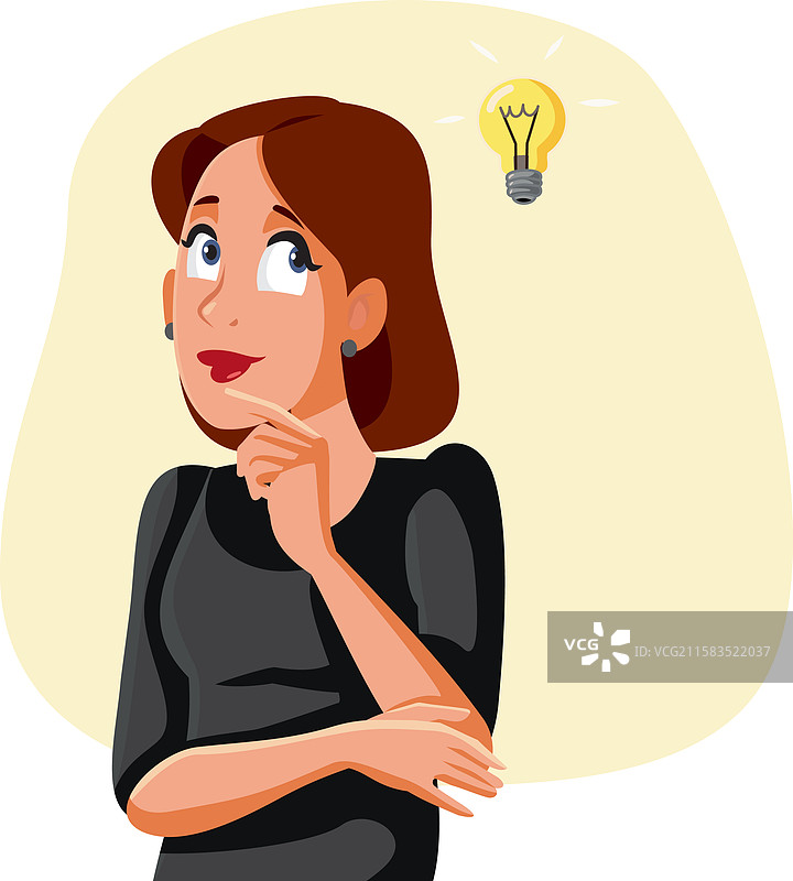 聪明的女性在思考一个想法图片素材