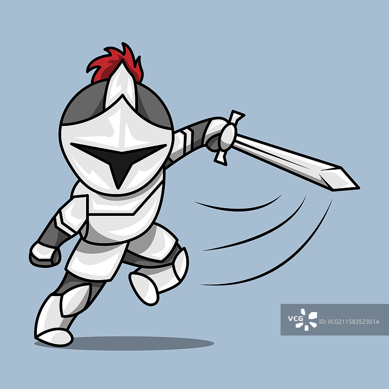 可爱的骑士穿着盔甲，手持一把剑图片素材