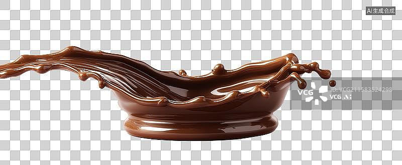 【AI数字艺术】[免抠PNG素材]流动的浓郁巧克力液体飞溅效果图片素材