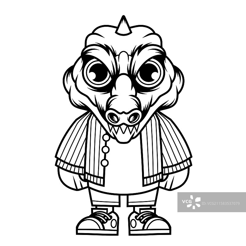 鳄鱼轮廓的卡通角色设计图片素材