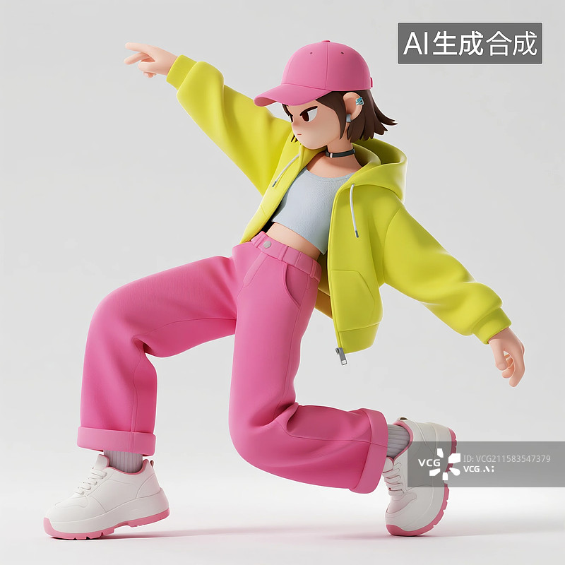 【AI数字艺术】飞跨3D多巴胺穿搭女子图片素材