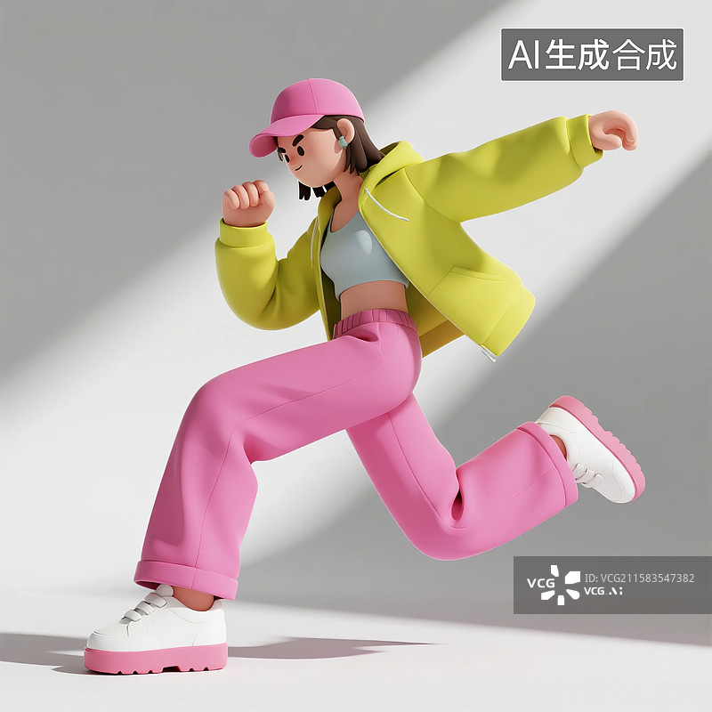 【AI数字艺术】飞跨3D多巴胺穿搭女子图片素材