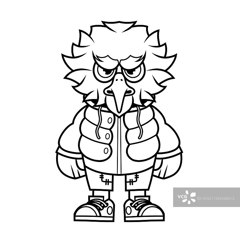 鹰的卡通吉祥物角色设计轮廓图片素材