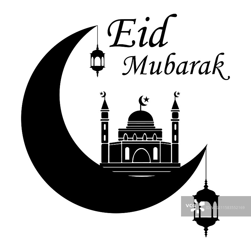 穆斯林的快乐开斋节问候图标图片素材