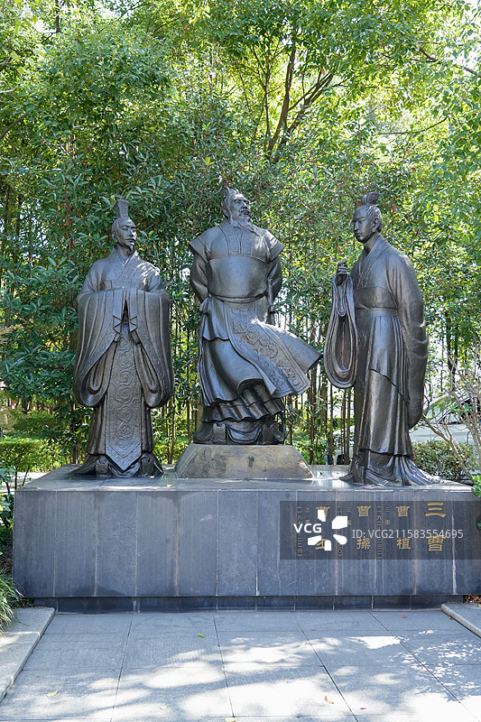 曹操曹丕曹植三人雕像图片素材