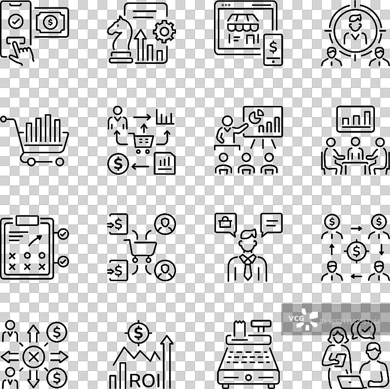 销售计划线性风格图标集图片素材