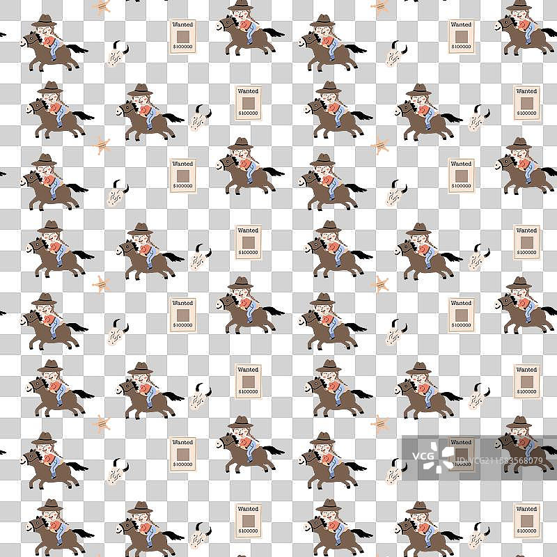 儿童装饰的有趣牛仔主题图案图片素材