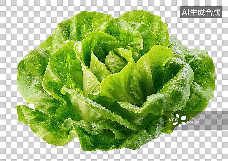 【AI数字艺术】新鲜的奶油生菜，叶片脆嫩带水珠图片素材