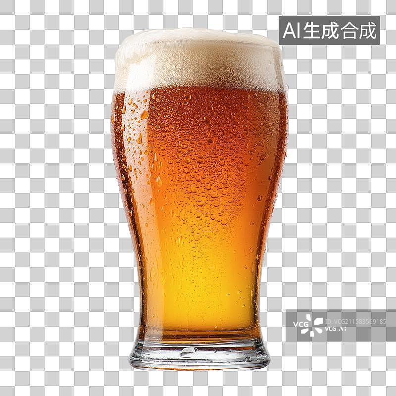 【AI数字艺术】一杯冒着泡沫的琥珀色啤酒图片素材
