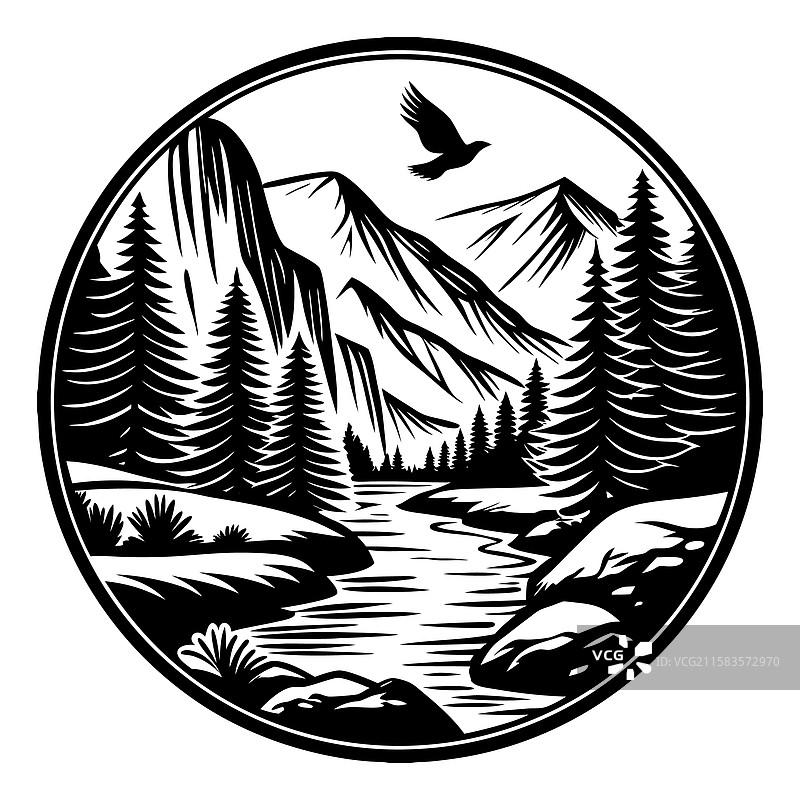 黑白山脉图像图片素材