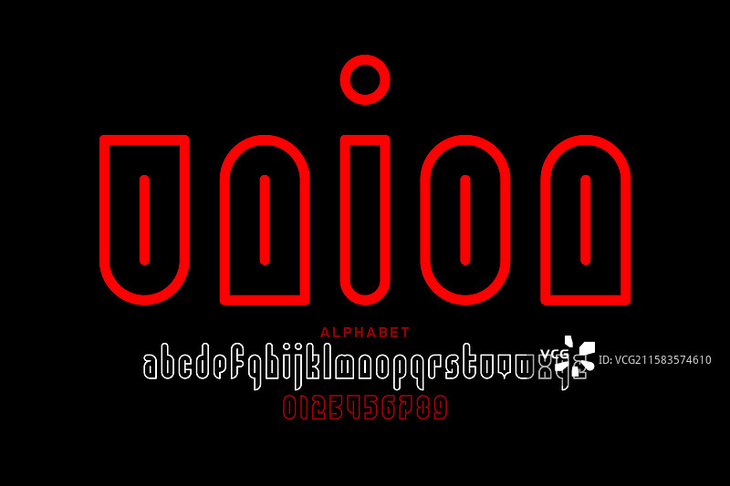 联合轮廓字体字母和数字图片素材