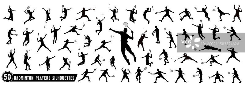男女羽毛球运动员剪影图片素材