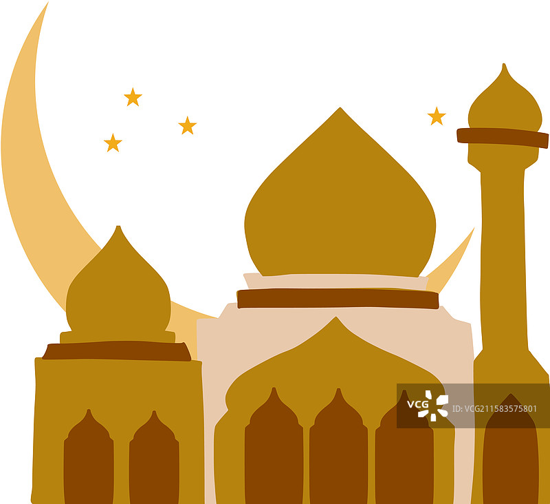 金色的新月和清真寺图片素材