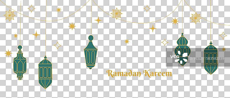 拉马丹快乐庆祝活动与阿拉伯灯笼图片素材