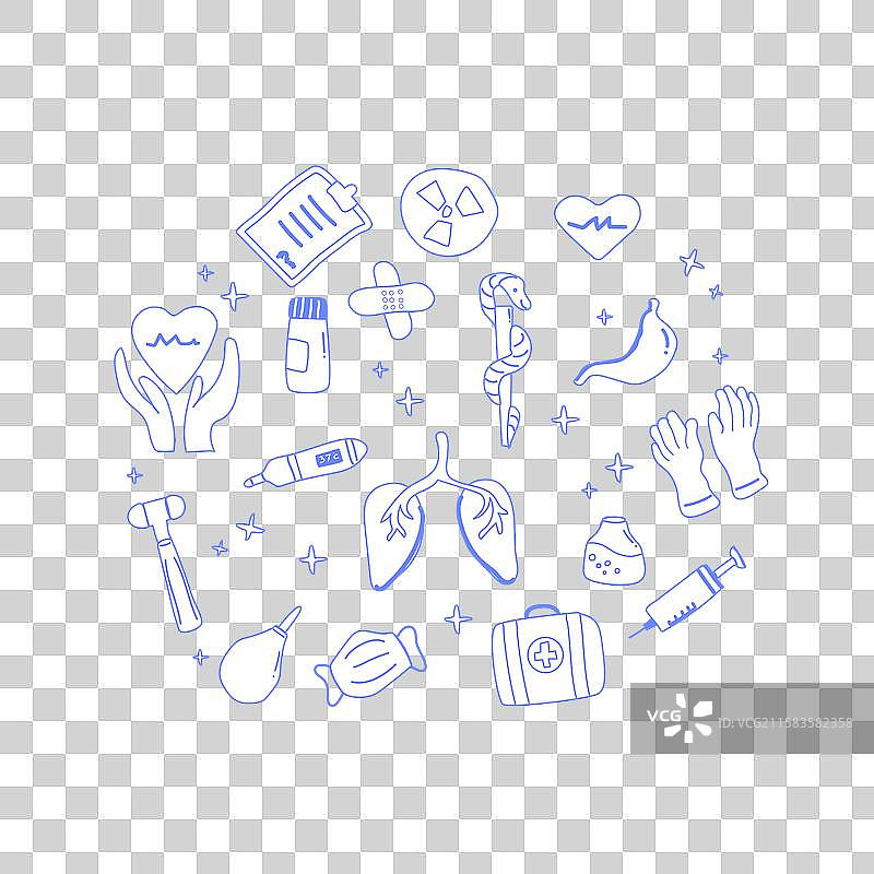 手绘医疗涂鸦，主题为健康图片素材