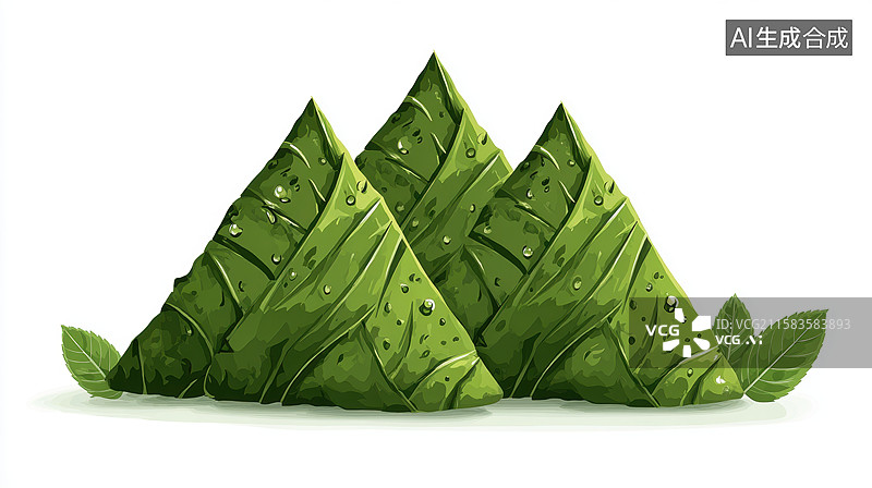 【AI数字艺术】绿色叶子包裹的三角形物体图片素材