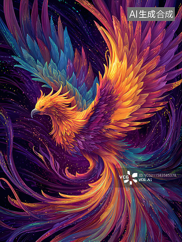 【AI数字艺术】神鸟凤凰图片素材