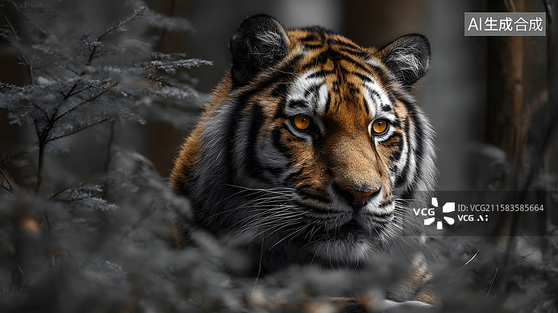 【AI数字艺术】老虎面部特写镜头图片素材
