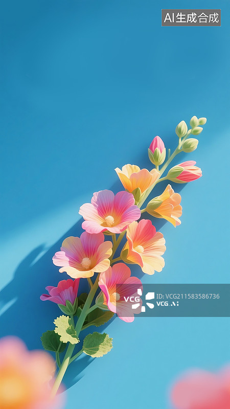 【AI数字艺术】芒种时节蜀葵绽放，高清商业摄影植物花卉图，8月你好壁纸专题 竖版图片素材