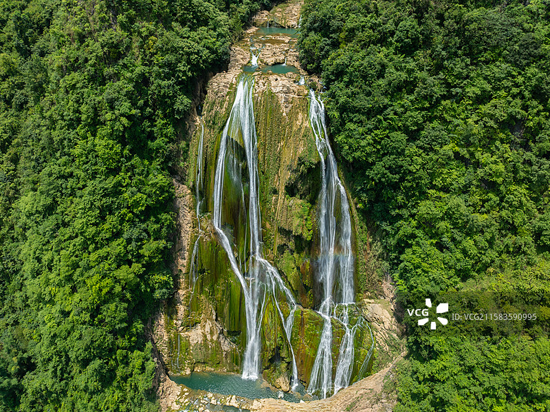 贵州省安顺滴水滩瀑布航拍风景图片素材
