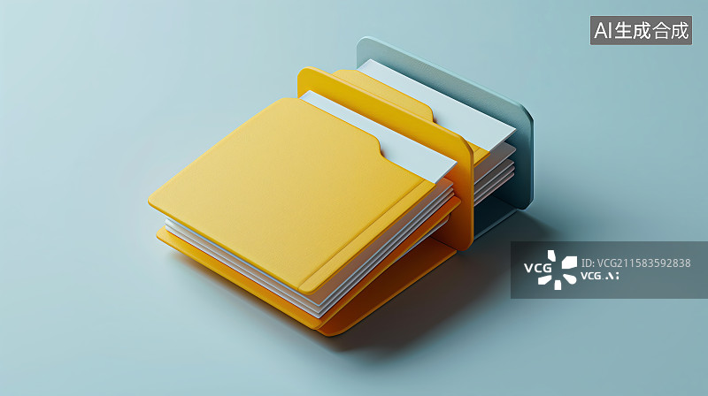 【AI数字艺术】文件夹与文档的组合展示图片素材