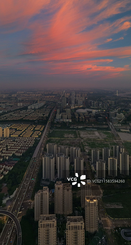 航拍上海浦东图书馆锦绣文化公园城市天际线图片素材