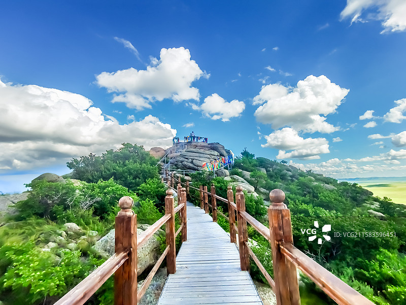 通往乌里雅斯太山顶的栈道（拍摄地点内蒙古乌里雅斯太山）图片素材