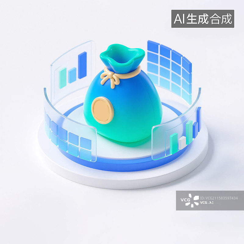【AI数字艺术】3D金融图标插画图片素材