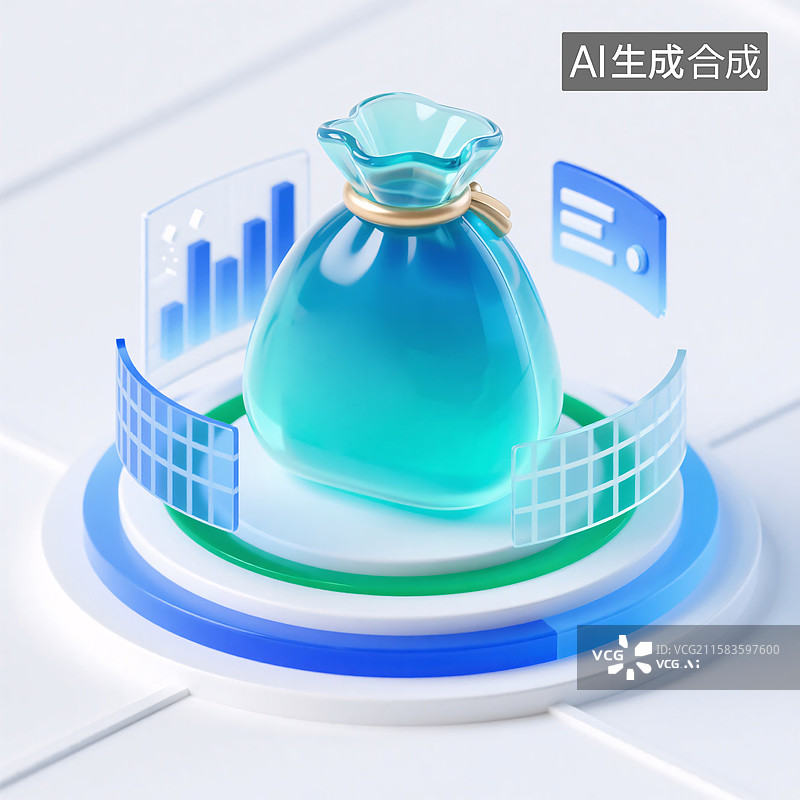 【AI数字艺术】3D金融图标插画图片素材