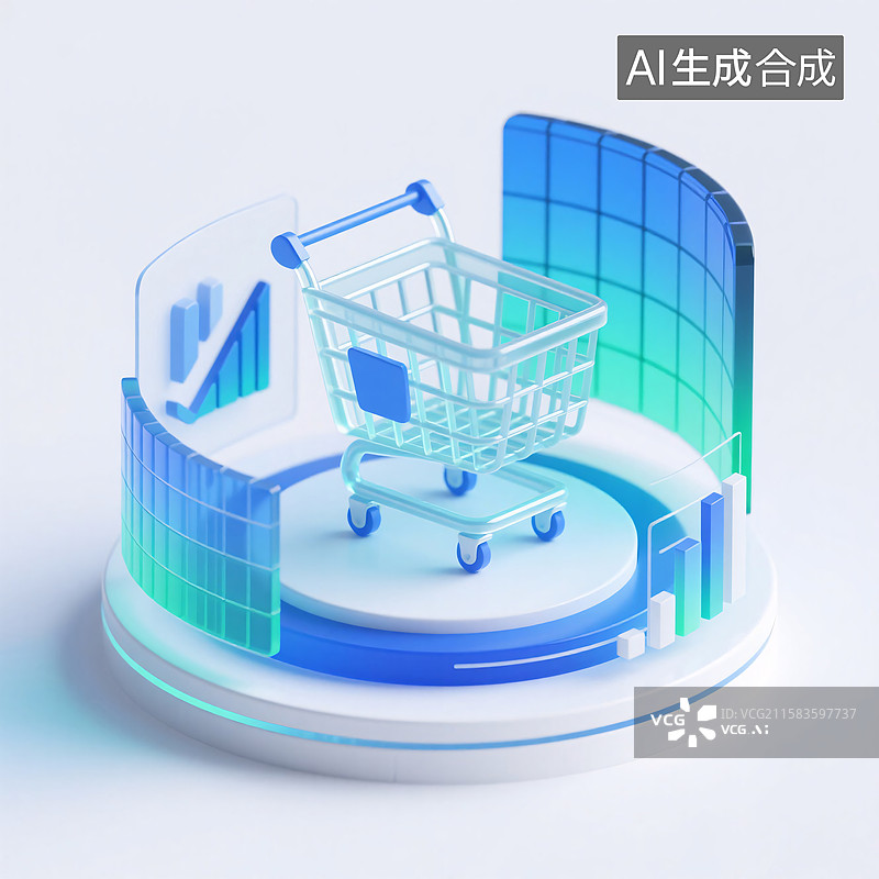 【AI数字艺术】3D金融图标插画图片素材