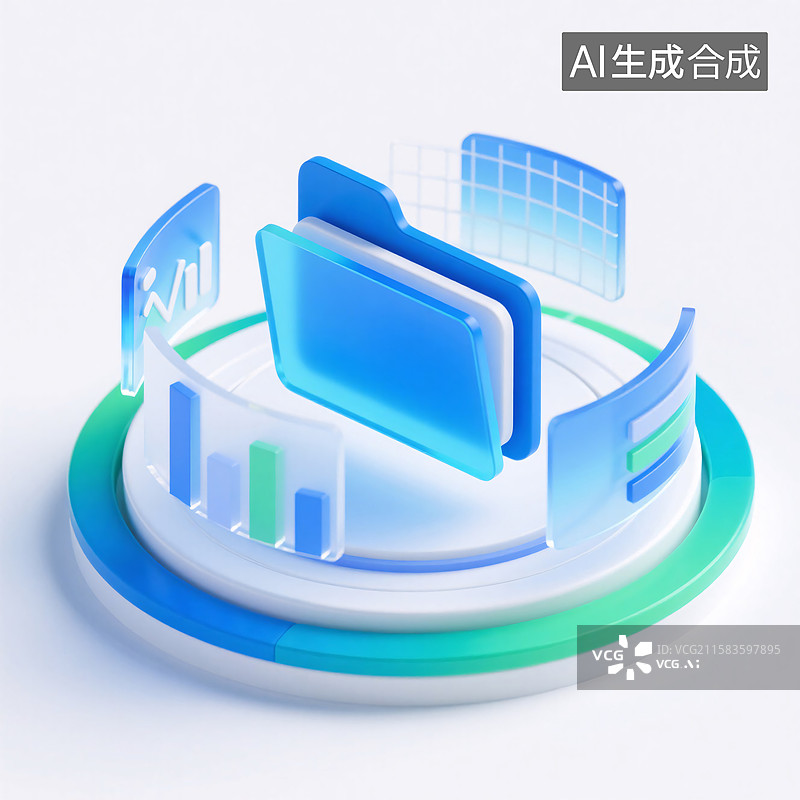 【AI数字艺术】3D金融图标插画图片素材